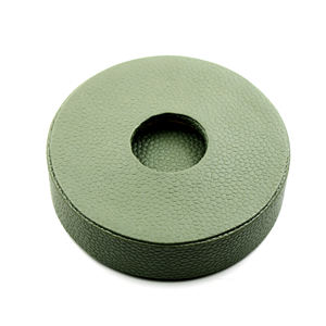 Dessous de verre en cuir vert avec couvercle de support Ensemble de 5 accessoires de décoration de table de forme ronde Dessous de verre en cuir à vendre - Product Image 5