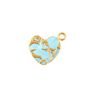Vente en gros de pendentif en forme de cœur en cuivre turquoise Mohave boucle unique fabrication de bijoux en laiton connecteur pendentif à breloques en forme de cœur - Product Image 1