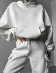 Venta al por mayor de alta calidad de las mujeres chándal conjunto Casual de dos piezas Jogger conjunto de las mujeres de lana personalizada conjuntos de Sudadera con capucha de las mujeres - Product Image 6