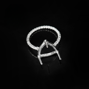 Bague en argent sterling 925 avec cabochon trillion de 10 mm, sertie d'un anneau torsadé, à personnaliser, pour bijoux faits main, nouveau, vente en gros, bon bijou - Product Image 2