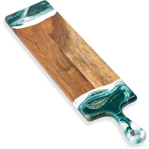 Tabla de quesos de madera y resina de la mejor calidad, venta de fábrica, tabla de cortar de resina, tabla de quesos artística de resina de madera, bandeja de desayuno, bandeja de corte - Product Image 1