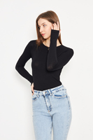 CUERPO DE MANGA LARGA DEDO DE CUELLO REDONDO ROPA INTERIOR DE MUJER CUERPO