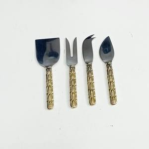 Vente en gros d'usine bon marché ensemble de trancheuses à fromage avec poignée en bout à feuilles d'or lame argentée pour restaurant maison hôtel usage - Product Image 3