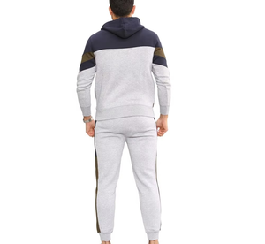 ชุดกีฬาผ้าฝ้ายมีฮู้ดซิปเต็มรูปแบบใส่เล่นกีฬาใส่เล่นฟิตเนสชุดวอร์มสีพื้น - Product Image 3