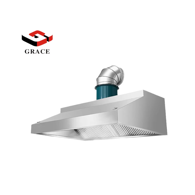 Factory Commercial 304 Stainless Steel Wheel Exhaust Vent Hood Kitchen Equipment Grease Baffle Filters Range Hood Extractor Hood