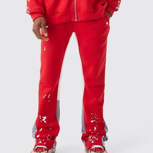Wholesale Cheap Price High Quality Winter Hooded Flared Drawstring Breathable Printed Fleece <b>Tracksuit</b> <b>Men</b> Red Color Customized - Product Image 2