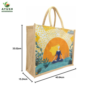 Sacs de courses grands en jute avec coton intégré pour les épiceries et les centres commerciaux - Product Image 3