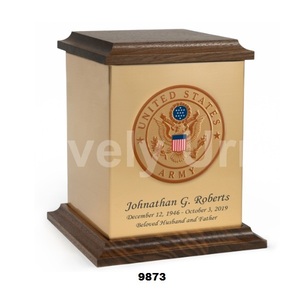 Urnes en laiton bronze de l'emblème de l'armée de l'air pour cendres humaines avec sac en velours gratuit - Product Image 1