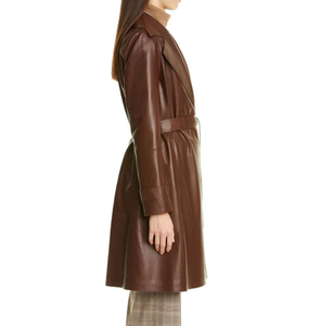 Abrigo largo de cuero de nueva moda de tendencia caliente para mujer de talla grande cálido de invierno con logotipo personalizado - Product Image 6