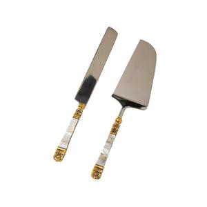 Ensemble de spatule et couteau à dessert, pizza et pâtisserie Rose Designer, finition dorée, acier inoxydable, pour restaurant - Product Image 6