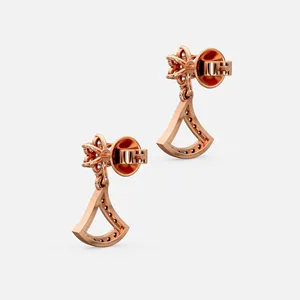 ต่างหูเพชรทรงพัดลายดอกไม้ - Product Image 3