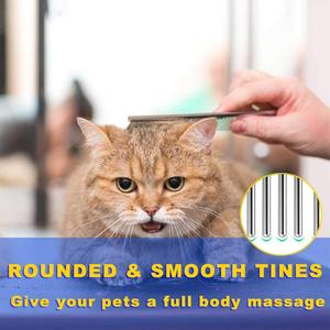 ชุดอุปกรณ์กรูมมิ่งสำหรับสุนัขและแมว 2 ชิ้น ผลิตจากพลาสติก ABS พร้อมหวีปลายมน ฟันสแตนเลส สำหรับกำจัดขนพันกัน - Product Image 6