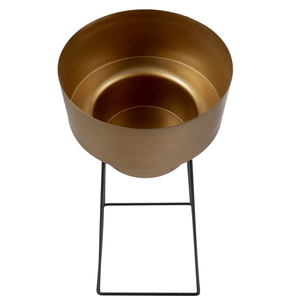 Maceta de metal dorado artesanal con logotipo personalizado con soporte para jardín interior y exterior - Product Image 3