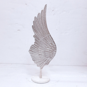 Sculpture de plumes de couleur argentée en aluminium support de marbre matériel maison bureau artisanat Sculptures verticales modernes - Product Image 1