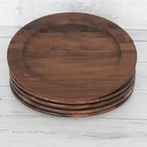 Assiettes en bois écologiques avec des tailles et des nuances de bois personnalisées Style classique Vaisselle ronde polie par Crescent Crafts - Product Image 5