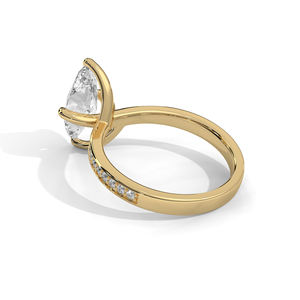 Anillo de aniversario de compromiso religioso de oro amarillo de 14K para mujer de lujo Marquesa corte diamante transparente joyería fina romántica para IGI - Product Image 2
