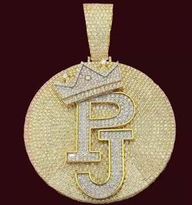 Pendentif en diamant Moissanite VVS de taille ronde glacé pendentif de bijoux Hip-Hop cadeau d'anniversaire pour hommes en argent Sterling 925 - Product Image 3