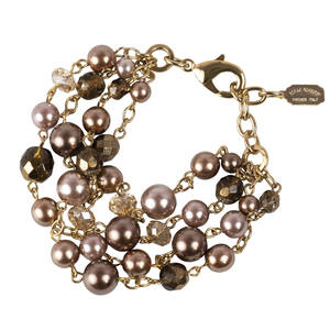 Bracelet artisanal pour femme fabriqué en Italie avec perles et perles de verre, plaqué or 18 carats - Product Image 1