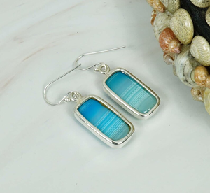 Boucles d'oreilles pendantes de luxe en argent sterling 925 avec pierre naturelle agate bleue du Botswana, qualité AAA, sans nickel, style bohème, pour femme - Product Image 4