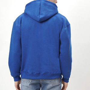 เสื้อฮู้ดโอเวอร์ไซส์ของผู้ชาย500GSM มีฮู้ดสีฟ้าแบบสวมหัวมีฮู้ดสไตล์สตรีทพิมพ์ลายพัฟแบบกำหนดเอง - Product Image 2