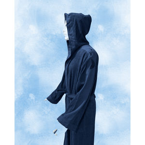 100% Cotton Cooling Disposable Luxury <b>Men's</b> <b>Bathrobe</b> Kimono 2-Piece Set in Blue for Bath & Beach Premium Hotel Quality - Product Image 2