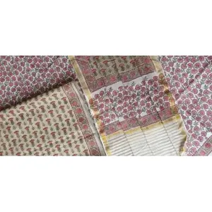 Salwar Kameez 3 pièces en soie Chanderi non cousu, avec dupatta en coton Chanderi, robe ethnique indienne fortement brodée, rose/gris, pour filles - Product Image 6