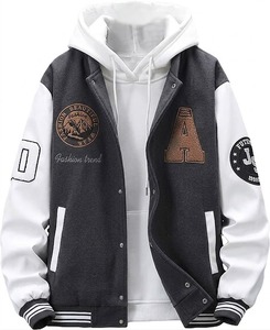 Veste de baseball personnalisée de haute qualité avec logo, en coton et polyester, style Letterman, pour hommes, avec broderie chenille, veste bomber universitaire - Product Image 1