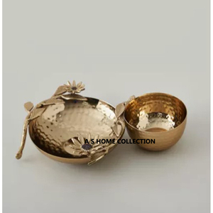 โมเดิร์นตกแต่งโลหะโลตัสดอกไม้บัวสีทองร้านอาหารและโรงแรมอาหารเย็นชิปและของว่างเสิร์ฟชิปและชามจุ่ม - Product Image 5