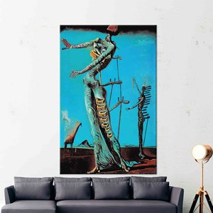 Lienzo Impreso: Arte de Pared en Vidrio Templado con Diseño de Jirafa Ardiente de Dali, Lienzo Enrollado - Product Image 1