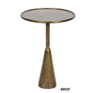 Mesa auxiliar redonda de mármol macizo y acero inoxidable de bronce, mesa auxiliar para sofá, mesa auxiliar para aperitivos y mesa de centro para sala de estar y oficina - Product Image 4