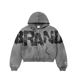 Bon tissu personnalisé surdimensionné lavé à l'acide en détresse Hoodies hommes déchiré surdimensionné vintage sweats à capuche en gros poids lourd - Product Image 3