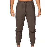 Pantalon cargo décontracté droit de style streetwear, respirant, logo personnalisé, coton, poches zippées, cordon de serrage, coupe régulière pour homme