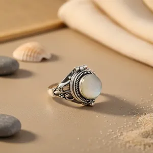 Bague en argent 925 avec nacre pour femme, bijou élégant, cadeau pour la fête des mères - Product Image 2
