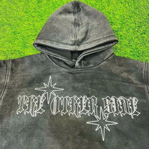 Sudadera con Capucha para Hombre, de Algodón Grueso, Lavado Ácido, Estilo Urbano Vintage, Acabado Retro, Corte Regular Informal, Forro Ecológico - Product Image 3