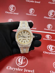 High Quality Luxury Men's Automatic Movement Wrist <b>Watches</b> VVS Moissanite Diamond Studded Hip Hop Style Stainless Steel Band - Product Image 2