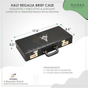 NANBA GROUP Étui rigide pour demi-tablier de franc-maçon en similicuir noir, avec emblème G en argent et compas carré, doré - Product Image 6