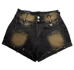 กางเกงขาสั้นผ้ายีนส์สำหรับผู้หญิงกางเกงขาสั้นผ้ายีนส์ทรงคาร์โก้แบบฟอกสีได้ออกแบบได้ตามต้องการ - Product Image 2