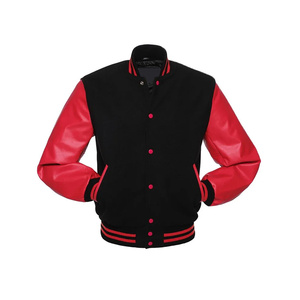 <b>Mens</b> <b>Leather</b> Sleeve Varsity <b>Jacket</b> Letterman Style Button Front Regular Fit Winter Outerwear Custom Logo - Product Image 1