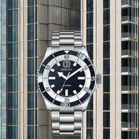 Reloj de Cuarzo AURORA con Correa de Malla de Acero Inoxidable Estilo Deportivo, Esfera de Cristal de Zafiro de 42 mm, Manecillas con Indicadores Luminosos, Movimiento 10