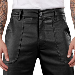 กางเกงสเวตเตอร์ถักตรงลายทางทรงโค้งสำหรับผู้ชายกางเกงทรงแบ็กกี้ทรงขากว้างมีซิปด้านข้างแบบลำลอง - Product Image 3