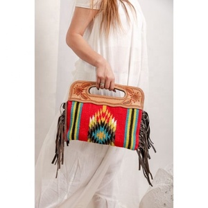 Bolso de mano de cuero genuino de alta calidad, bolso con flecos Multicolor de buen tamaño, superventas - Product Image 1