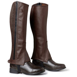 Medias Polainas de Cuero Vacuno para Montar a Caballo, con Cremallera y Elástico - Product Image 2