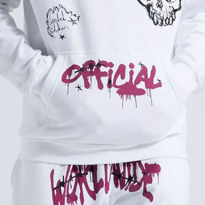 Trajes de sudor personalizados de peso pesado de algodón Puff estampado chándal Jogger trajes pantalones de chándal acampanados y conjuntos de Sudadera con capucha 500gsm chándal hombres - Product Image 6