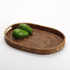 Bandeja ovalada, tejida a mano de ratán natural en estilo colonial y rústico 38*25*4 cm para la artesanía mundial IMPEX India - Product Image 4