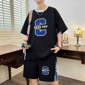 Ensemble de t-shirts tendance et décontractés à manches courtes pour hommes Sports d'été Hip Hop vintage de grande taille - Product Image 3