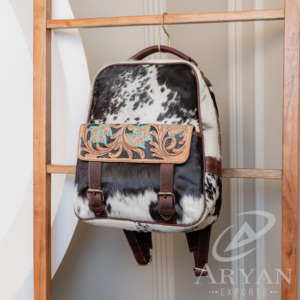 Nouveau sac à dos en cuir véritable usiné à la main pour femmes sac à dos à fleurs Turquoise occidentale sac à dos en cuir véritable de haute qualité - Product Image 1