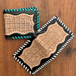 Handmade Best Seller Cowboy Genuine Leather Floral Hand Tooled Western Men's <b>Wallet</b> With Hand Carved Latest Men Luxury <b>Wallets</b> - Product Image 2