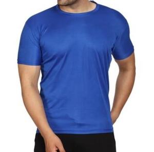 Promocional 100% poliéster camiseta en blanco de manga corta logotipo personalizado color sólido liso camisetas unisex disponibles a precio al por mayor - Product Image 3