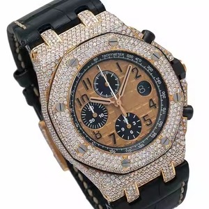 VVS Moissanite นาฬิกาฮิปฮอปประดับเพชรหน้าปัดสีขาวสุดหรูสำหรับผู้ชายสไตล์กลไกสำหรับทุกเพศ