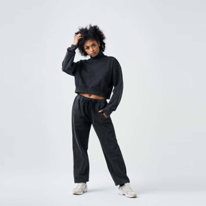 เสื้อสเวตเตอร์คอกลมผ้าเฟรนช์เทอร์รี่สำหรับสตรีชุดใส่อยู่บ้านสองชิ้นสวมใส่สบายเหมาะสำหรับชุดลำลองและพักผ่อน - Product Image 4